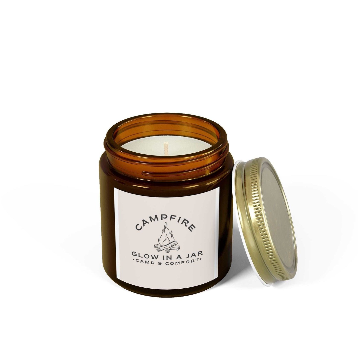 Campfire Glow in a Jar – Hand - Poured Soy Candle - Camp and Comfort