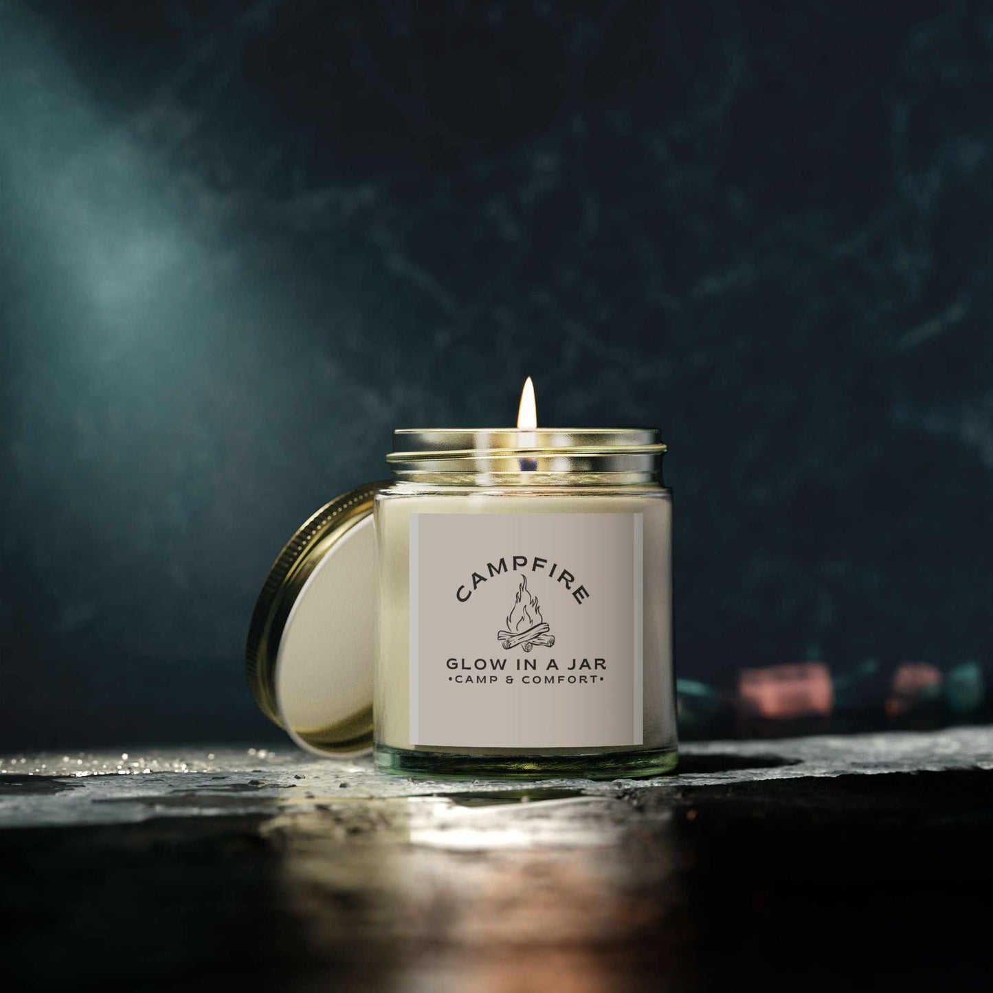 Campfire Glow in a Jar – Hand - Poured Soy Candle - Camp and Comfort
