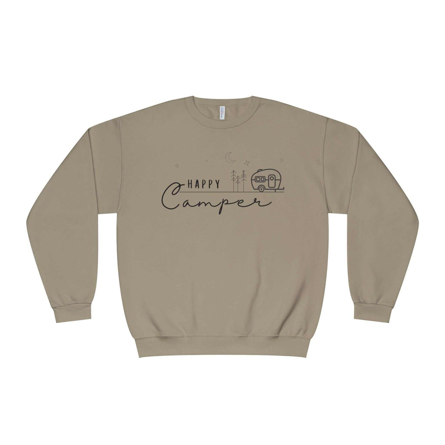 Happy Camper Sweatshirt - Cozy Camping Pullover for Nature Enthusiasts - Outdoors Lover Gift - Hiking and Adventure Graphic Sweater - Camp and Comfort