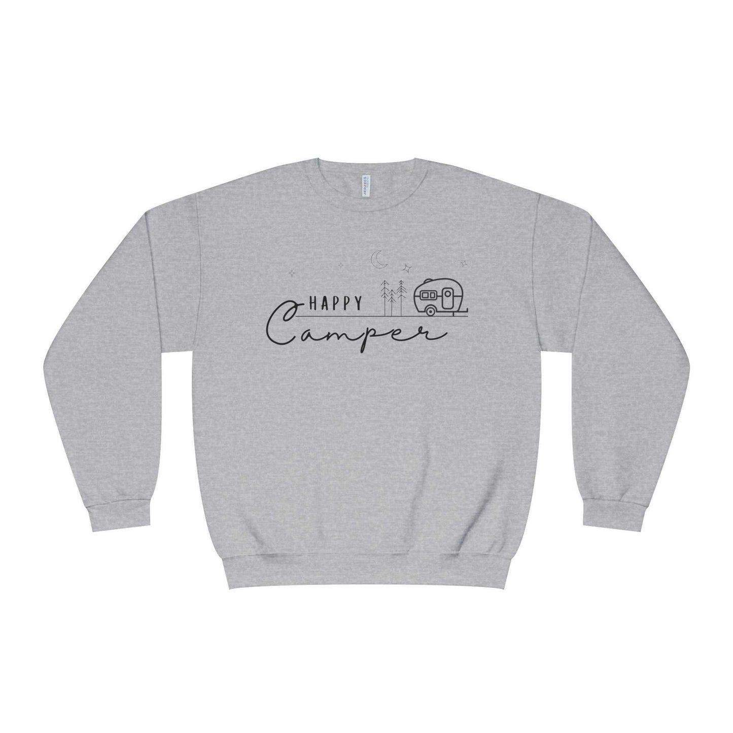 Happy Camper Sweatshirt - Cozy Camping Pullover for Nature Enthusiasts - Outdoors Lover Gift - Hiking and Adventure Graphic Sweater - Camp and Comfort
