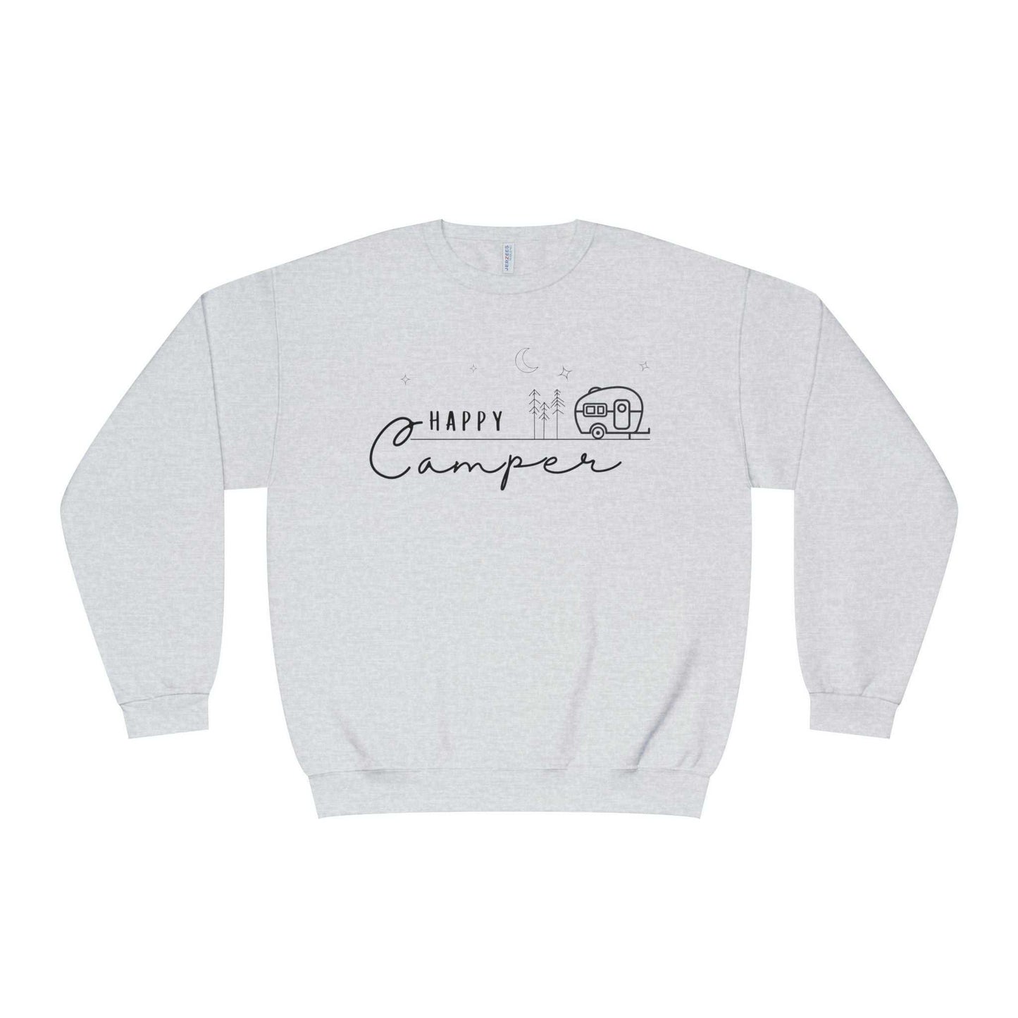 Happy Camper Sweatshirt - Cozy Camping Pullover for Nature Enthusiasts - Outdoors Lover Gift - Hiking and Adventure Graphic Sweater - Camp and Comfort