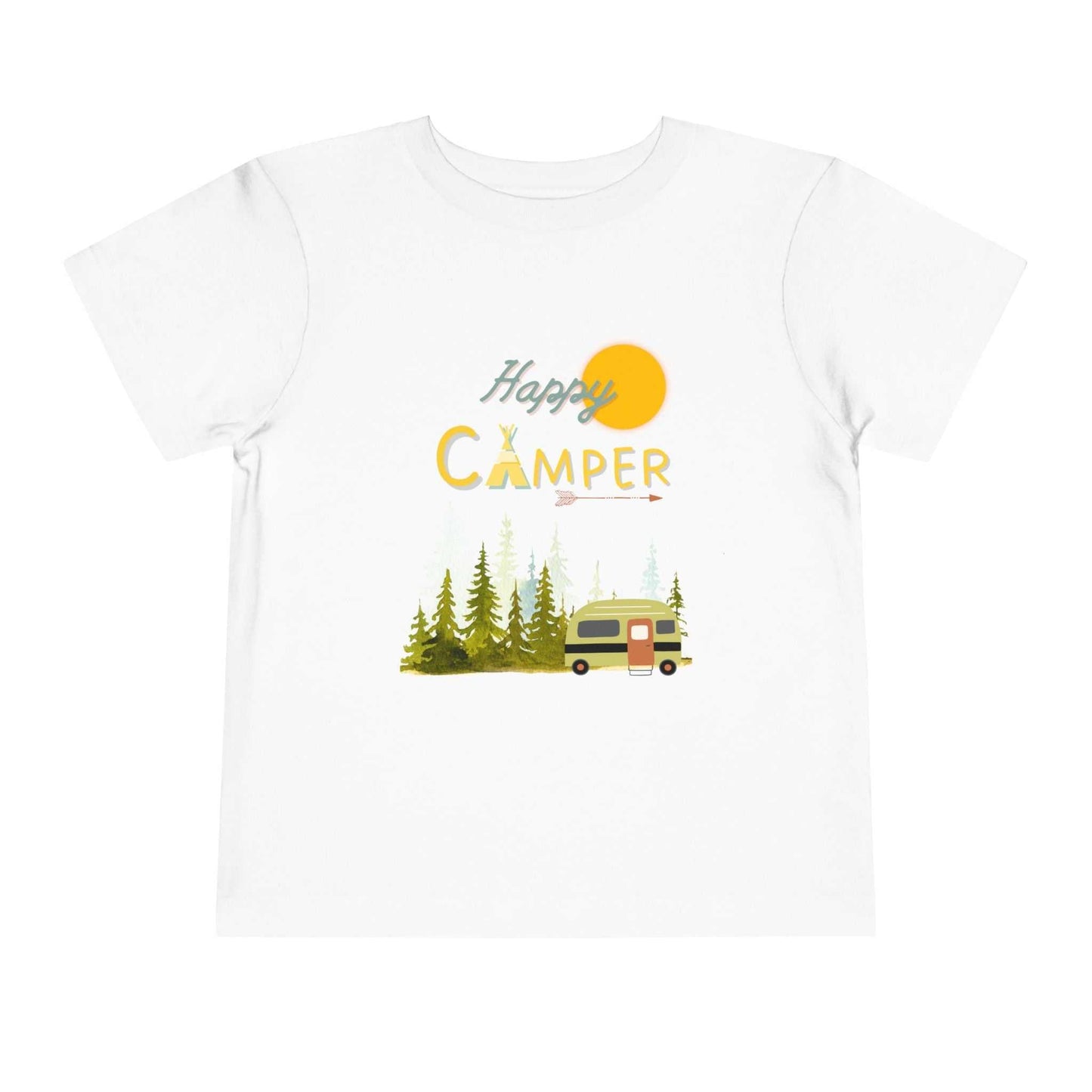 Happy Camper toddler short sleeve tee with outdoor adventure design and soft breathable fabric