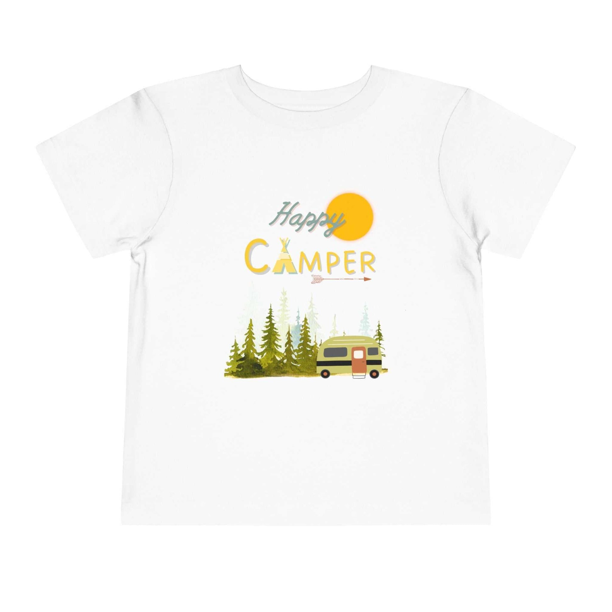 Happy Camper toddler short sleeve tee with outdoor adventure design and soft breathable fabric