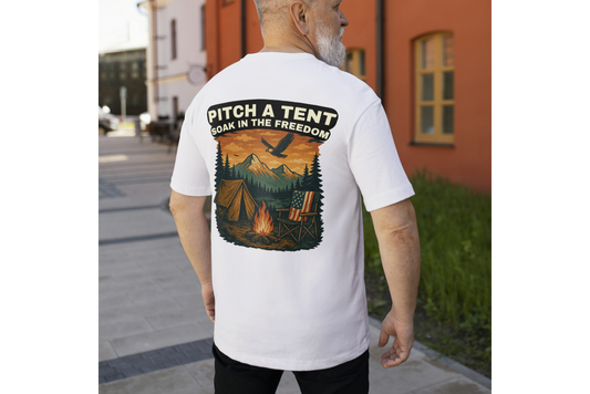 Unisex Camp Freedom Tee made of soft, ethical cotton with classic fit and sustainable design