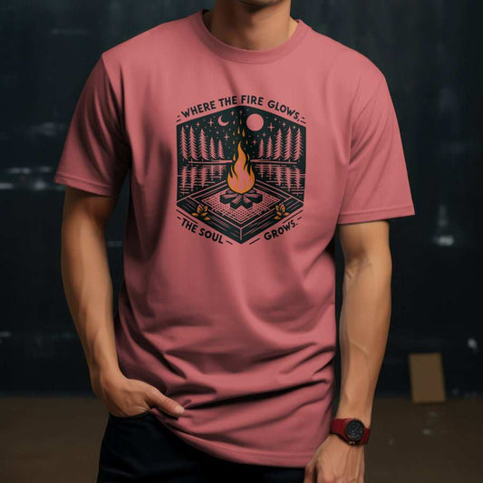 Where the Fire Grows Tee featuring campfire design for outdoor adventure lovers